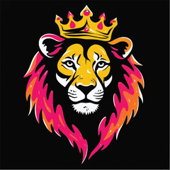 Lion king logo design. Royal lion crown logo luxury king mascot design. Lion vector logo.