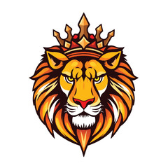 Lion king logo design. Royal lion crown logo luxury king mascot design. Lion vector logo.