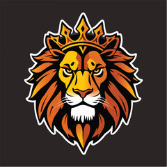 Lion king logo design. Royal lion crown logo luxury king mascot design. Lion vector logo.