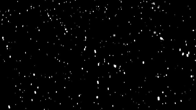 Realistic snow fall, falling snowflakes isolated on transparent background. Heavy snowfall with alpha channel overlay snow effect 4k.