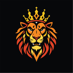 Lion king logo design. Royal lion crown logo luxury king mascot design. Lion vector logo.