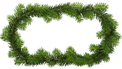 Isolated festive pine garland, green fir branches form a holiday frame or background decoration