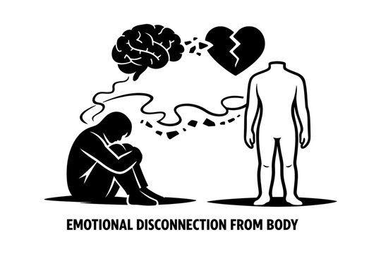 Symbolic illustration of emotional disconnection from the physical body and mind