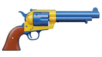 Toy revolver brightly shines with artistic composition