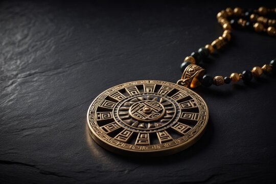 Azteken-Sonnensymbol auf einem antiken Halsband