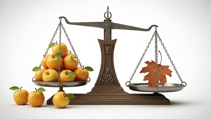 Apples so brightly balance the leaf on scale