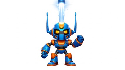 Cute robot figure shines brightly in studio shot