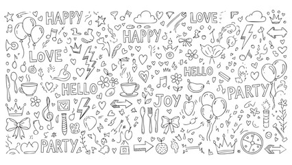 Obraz premium Hand drawn doodle elements for party and celebration