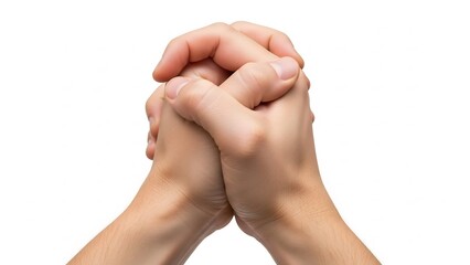 Hands Clasped Tightly Praying With Hopeful Emotion