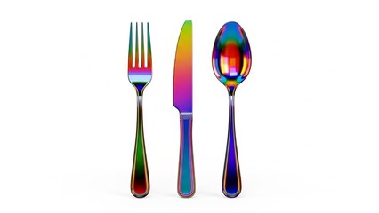 Vivid Cutlery Shimmers Beautifully in Simple Still Life
