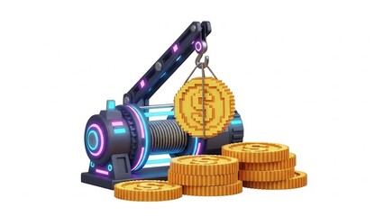 Brightly Winch Lifts Bitcoin Coins with Digital Precision