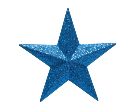 Close up of a shiny blue glitter star shape on a transparent background black background sparkle - Powered by Adobe