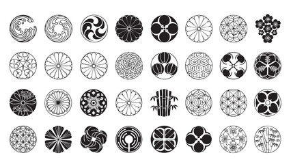 Japanese Mon Crests and Traditional Patterns Keywords: Japanese, crest, mon, traditional