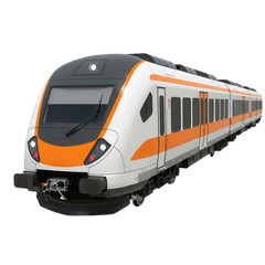 Modern high speed train isolated on transparent background