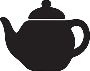 Teapot Icon Silhouette with Rounded Body Spout Handle and Lid Kitchenware Vector Illustration