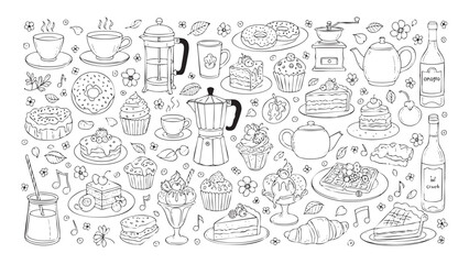 Sweet treats and coffee shop doodles dessert