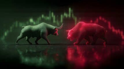 Bull versus bear represents market