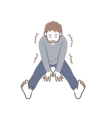 ストレッチをする体のかたい男性のイラスト素材