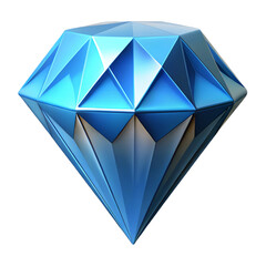 Fototapeta premium Diamond gem3d rendering isolated on transparent background. Cartoon plastic style icon 