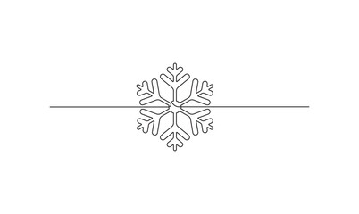 Snowflake icon in a continuous line drawing style for winter concept