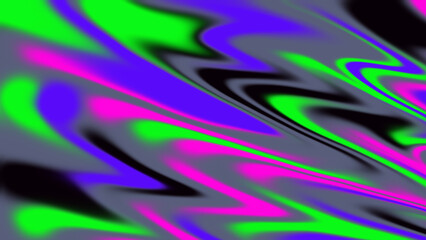 Abstract psychedelic swirl background in neon green, magenta, and blue hues on a gray base