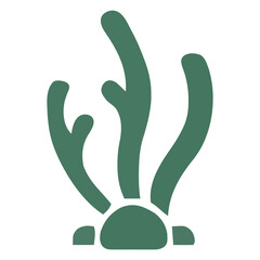 Dark green marine plant icon symbolizing underwater vegetation and sea life for environment related graphics