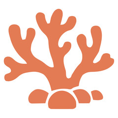 Abstract orange coral reef icon representing marine biodiversity and underwater ecosystem for nature design layout