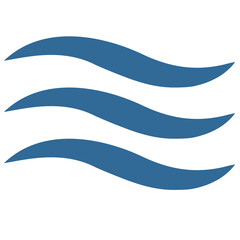 Minimalist blue sea wave lines icon for nautical surfing and water sports branding identity design
