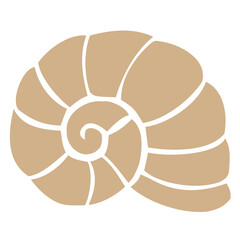 Minimalist nautilus sea shell    icon in beige color for beach and marine life concepts