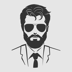 Bearded men, hipster face icon isolated. Vector illustration