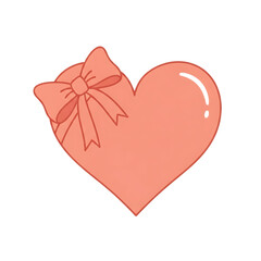 Charming pink heart illustration with bow perfect for designs on transparent background