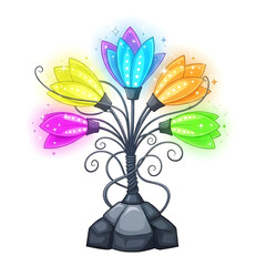 Whimsical Fantasy Flower Lamp with Multicolor Sparkling Lights and Elegant Base Design