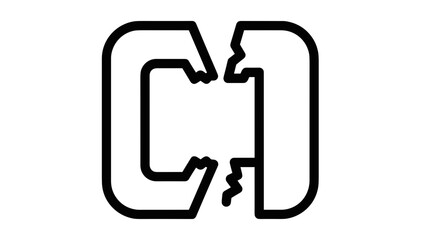 Broken Letter C Logo Design Element.