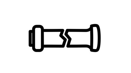 Simple black and white broken light bulb.