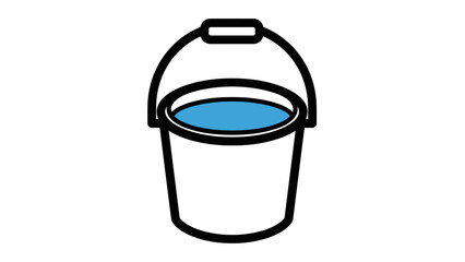 Simple Line Drawing of Bucket with Water. © Fandy creators