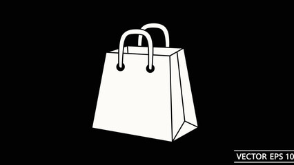White Shopping Bag with Handles Illustration.