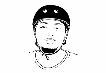 Young Person Wearing a Protective Helmet.