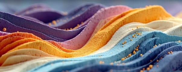 Abstract colorful wave background with purple orange blue hues and soft textured layers