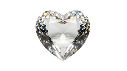 Brilliant cut heart shape diamond gemstone isolated on transparent background
