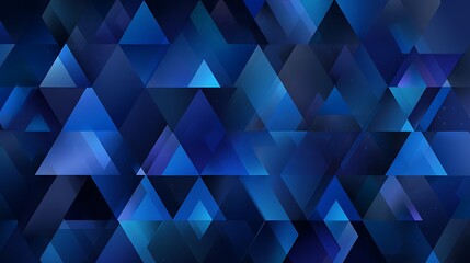 Obraz premium Geometric abstract background featuring triangles and cubes in dark blue tones, creating a futuristic and modern design element.