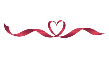 Elegant pink ribbon heart design isolated on transparent background isolated on transparent background