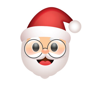 Santa Claus emoticon vector illustration isolated on white background. Santa emoji. Winter Holidays Emoticon. Santa Clause smiley.