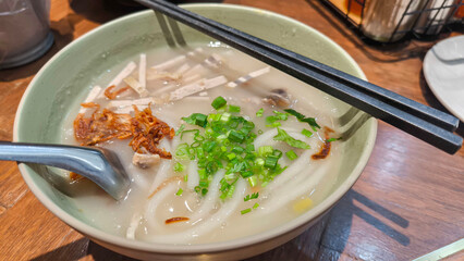 Vietnamese Rice Noodle Soup with Pork and Herbs