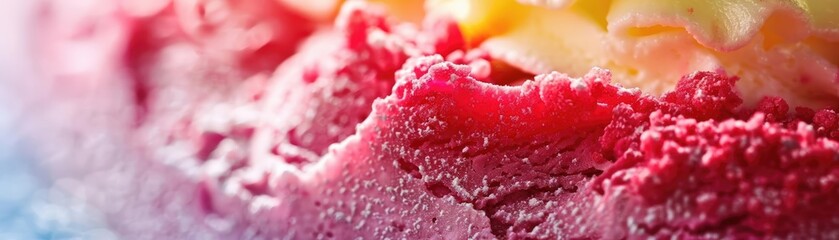 Artistic close-up shot of a brightly colored dessert, highlighting the textures and details, creating a visually appealing and appetizing image