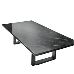 Sleek black granite slab dining table
