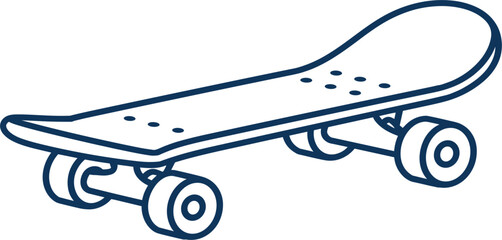 Skateboard vector outline illustration for urban street extreme sports lifestyle and youth recreation park equipment design