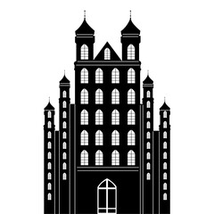 silhouette of a tall building with windows, palace, vector