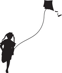 Black vector illustration of a man walking with a rope and a child silhouette in a cartoon art style featuring a business person and Cupid's arrow