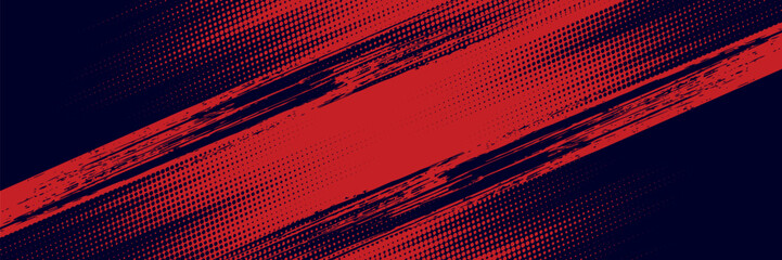 Halftone dots red and blue color pattern gradient grunge texture background. Dot pop art comic sport style vector illustration. grunge