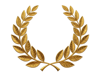 Golden laurel wreath isolated on transparent background